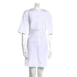 Lafayette 148 New York White Cotton Buttoned Shirt Dress Size Medium